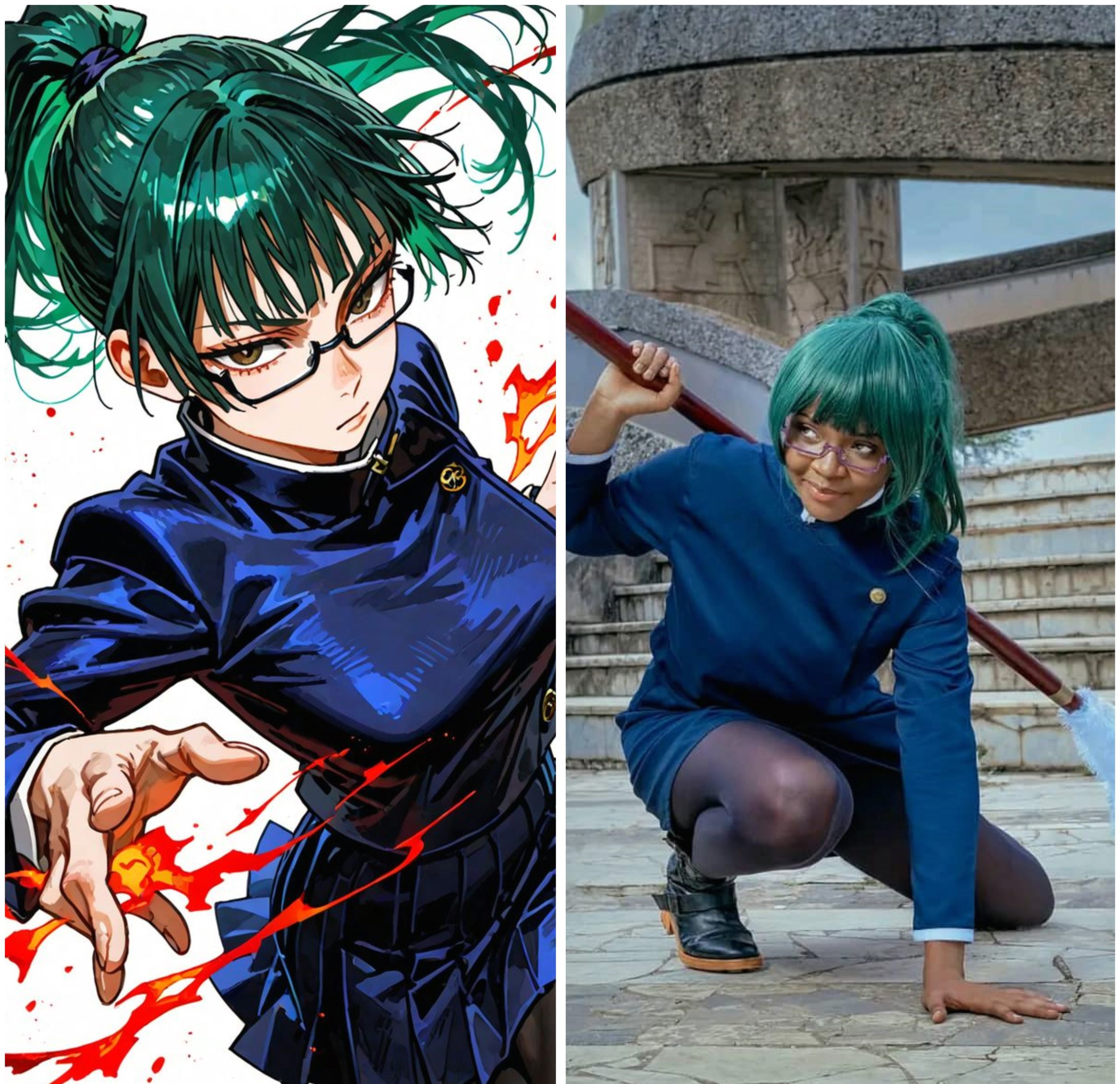 cosplay du personnage Maki de l'anime Jujutsu kaisen réalisé par Nio Elric
